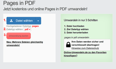 Anleitung Pages Dateien online in PDF konvertieren